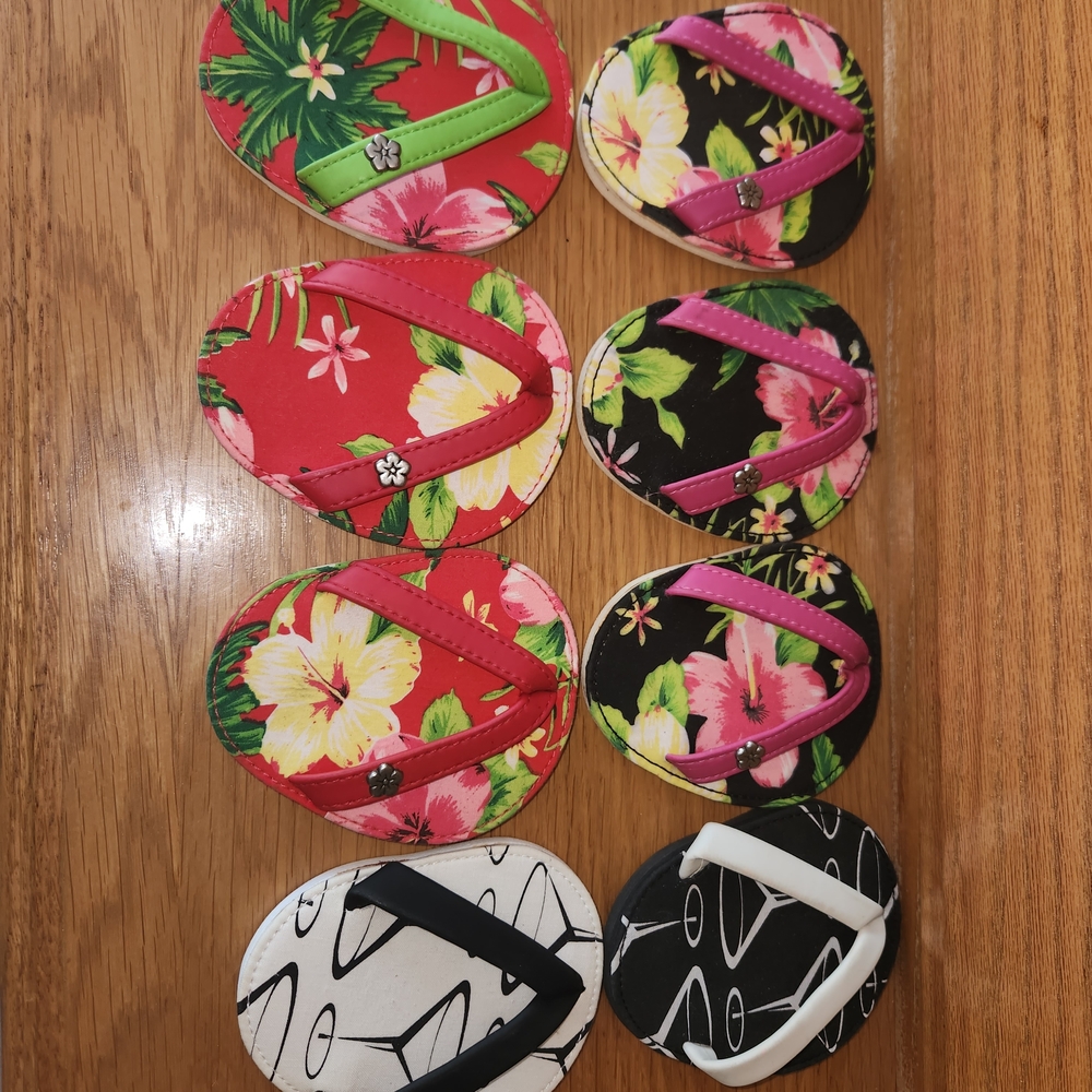 Colorful Floral Flip Flop Coasters Set